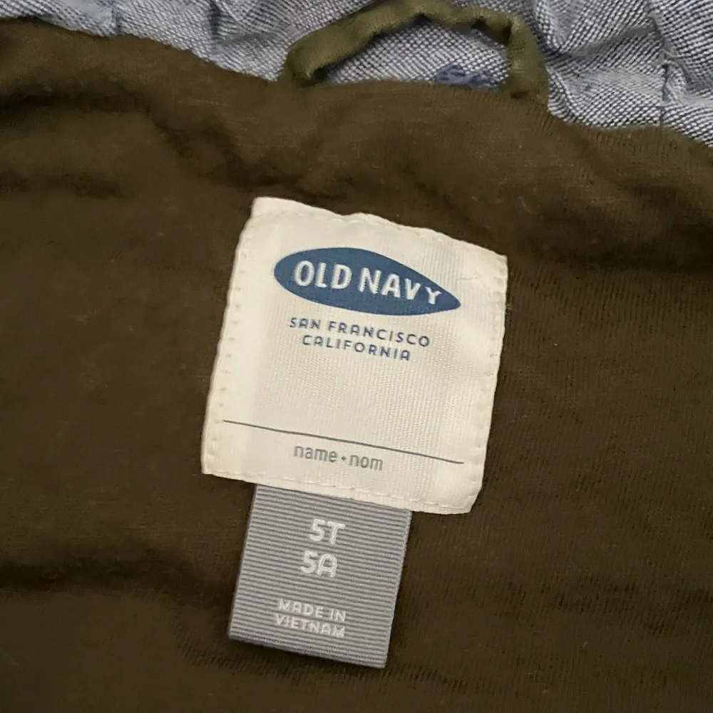 OLD NAVY Green Hooded Cotton quilt puff Vest for Toddler Boys | 5T